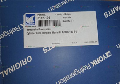 Camisa de cilindro York Parte 3112.109 Nova 2025 CHVAC